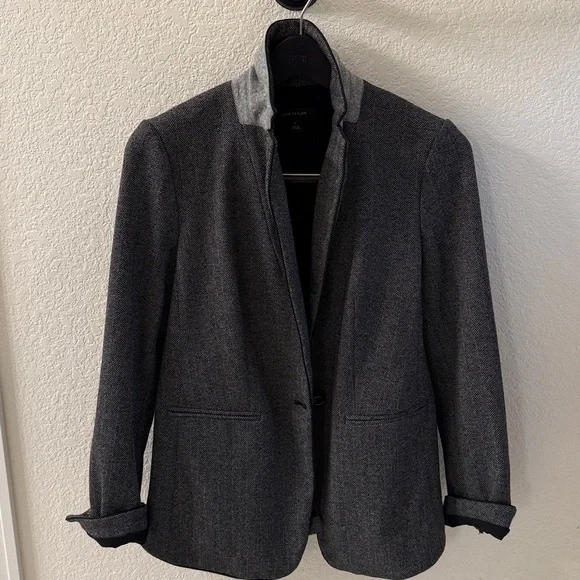 Ann Taylor Herringbone Blazer in Black and Grey - Picture 1 of 4